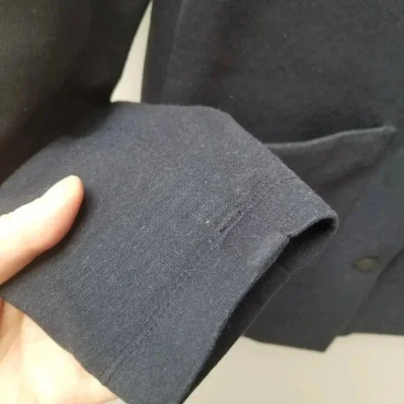 Kit and Ace Collarless Stretch Button Front Traveler Jacket Navy  S - Picture 7 of 13